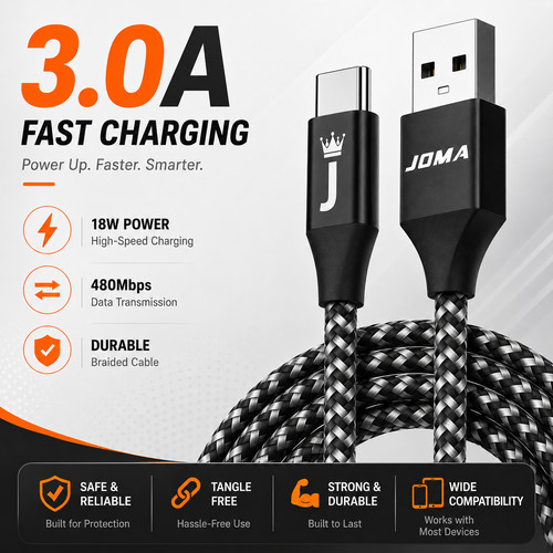 Usb type cable 3a 60w - to, c